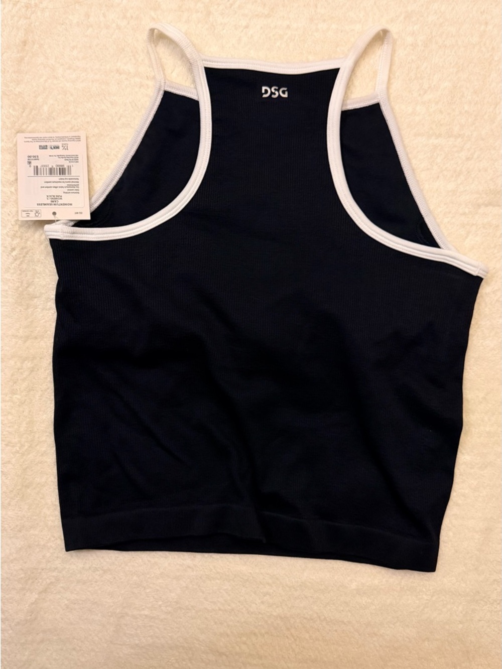 DSG Black Seamless Women's Camisole with White Trim - Picture 2 of 3